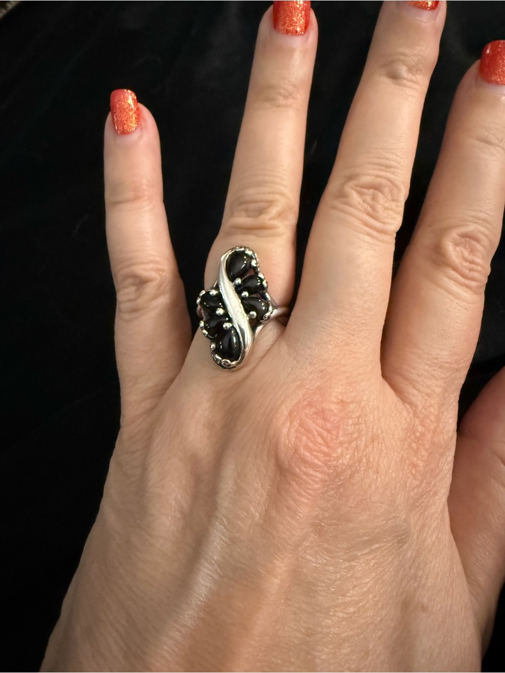 Carolyn Pollack Sterling Silver Black Onyx Statement Ring - size 6